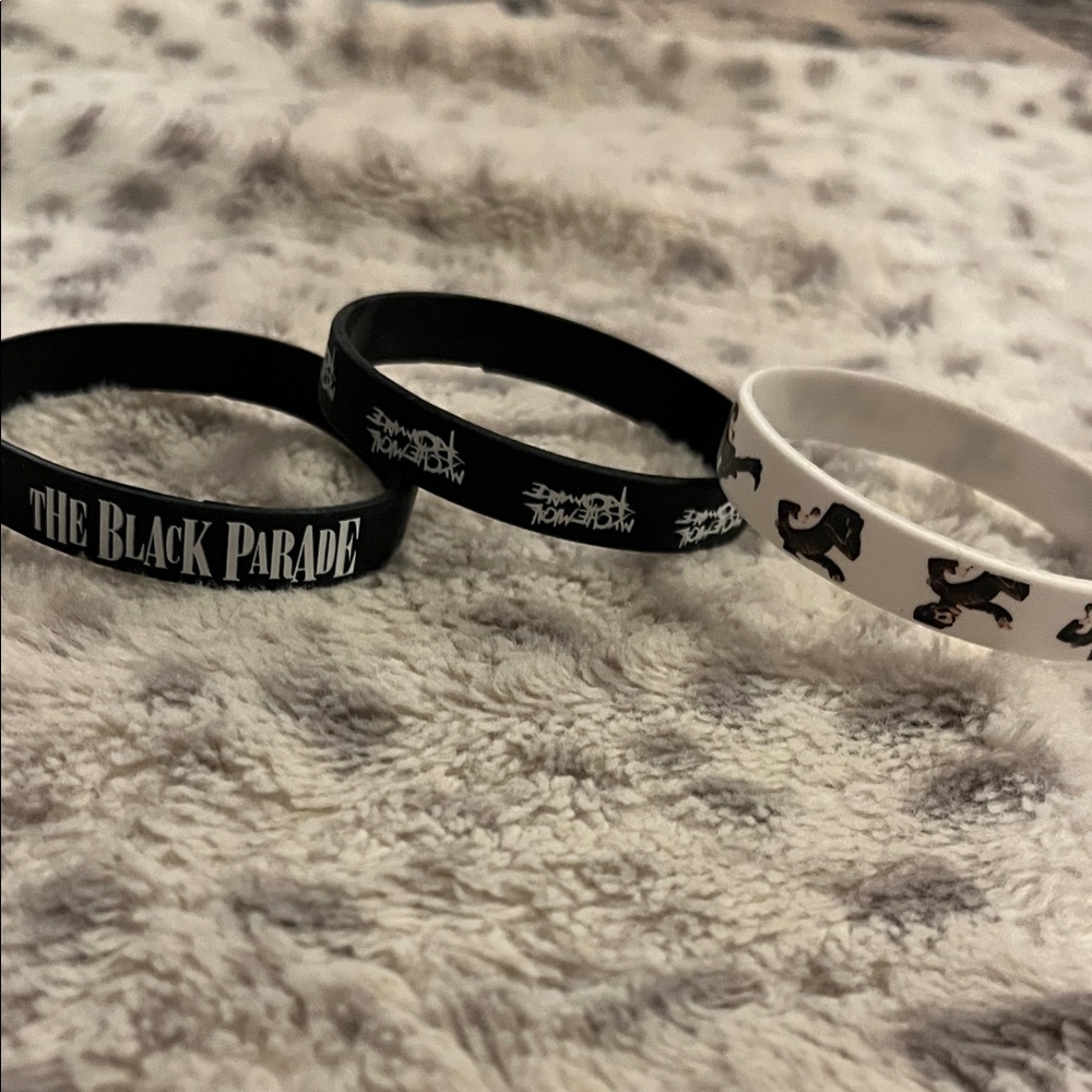Black and White My Chemical Romance Rubber Band Bracelets
